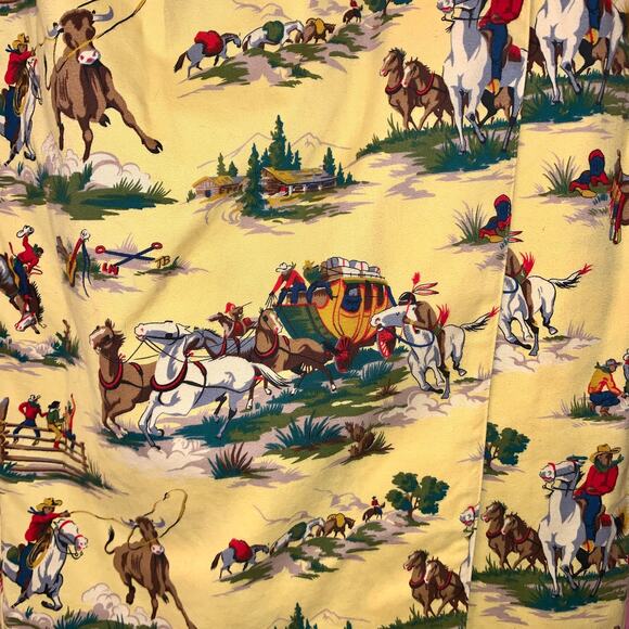 VINTAGE 90's UNWORN COWBOY PRINT WESTERN WRAP SKIRT-MALIBU COWBOY, BEYONCE - Picture 4 of 11